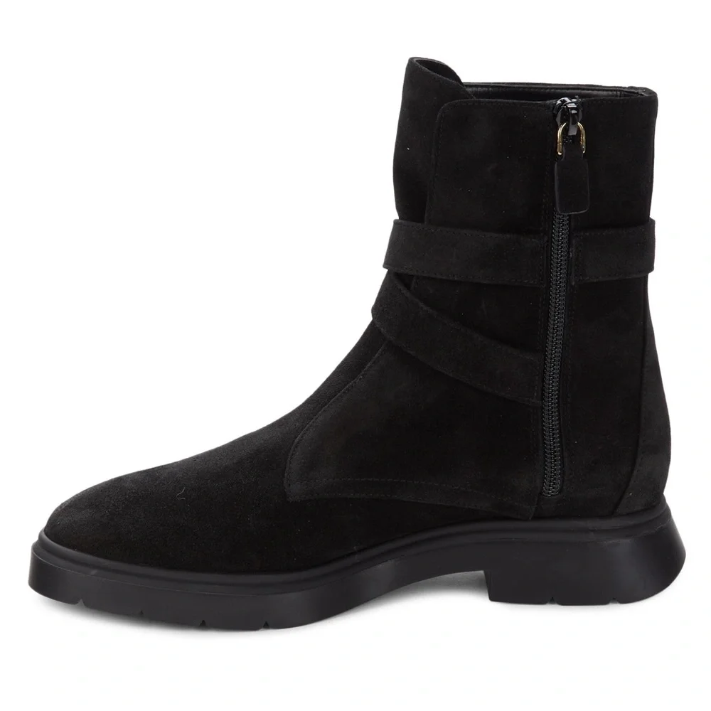 NEW STUART WEITZMAN 32MM Crystal Buckle Suede Ankle Boots